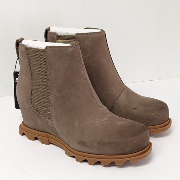 Sorel Joan of Arctic Wedge III Chelsea Boots, Grey Leather
